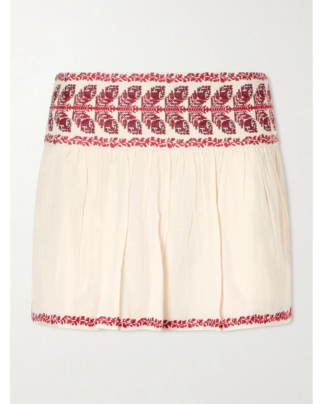 Isabel Marant Pink Picadilia Embroidered Organic Cotton Mini Skirt