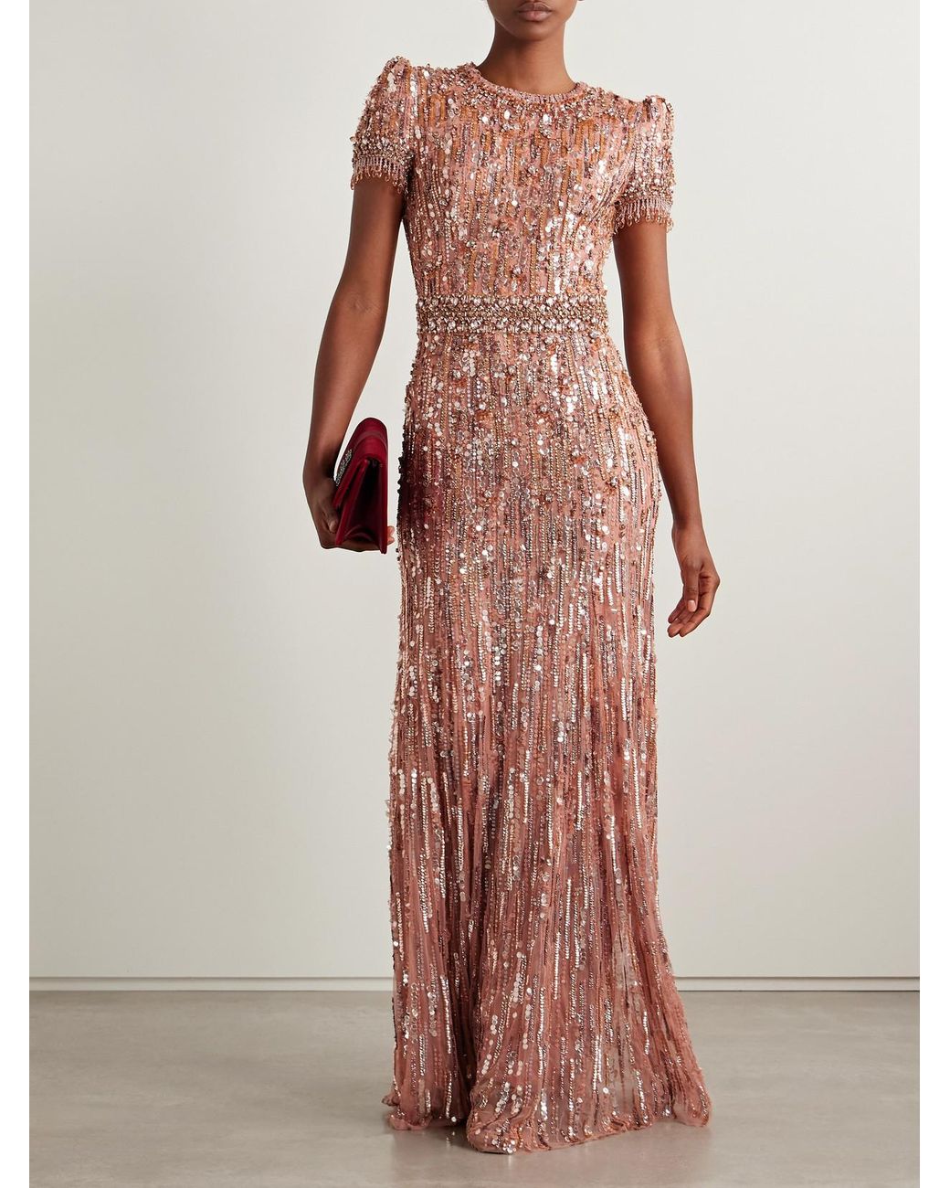 Jenny Packham Roxy Embellished Tulle Gown in Pink | Lyst