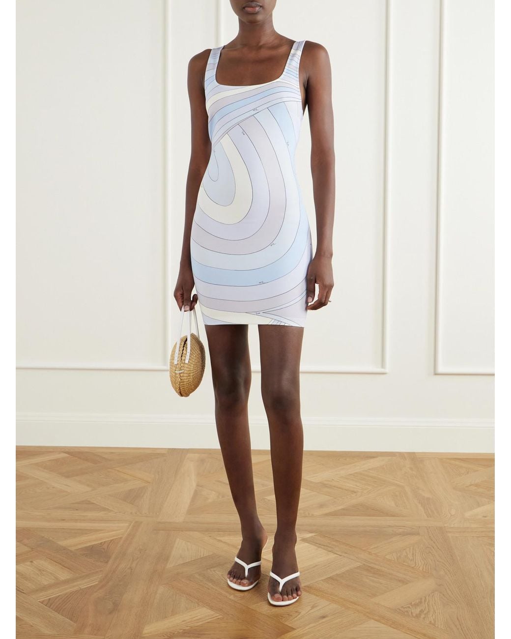 Emilio Pucci White Printed Stretch-Jersey Mini Dress