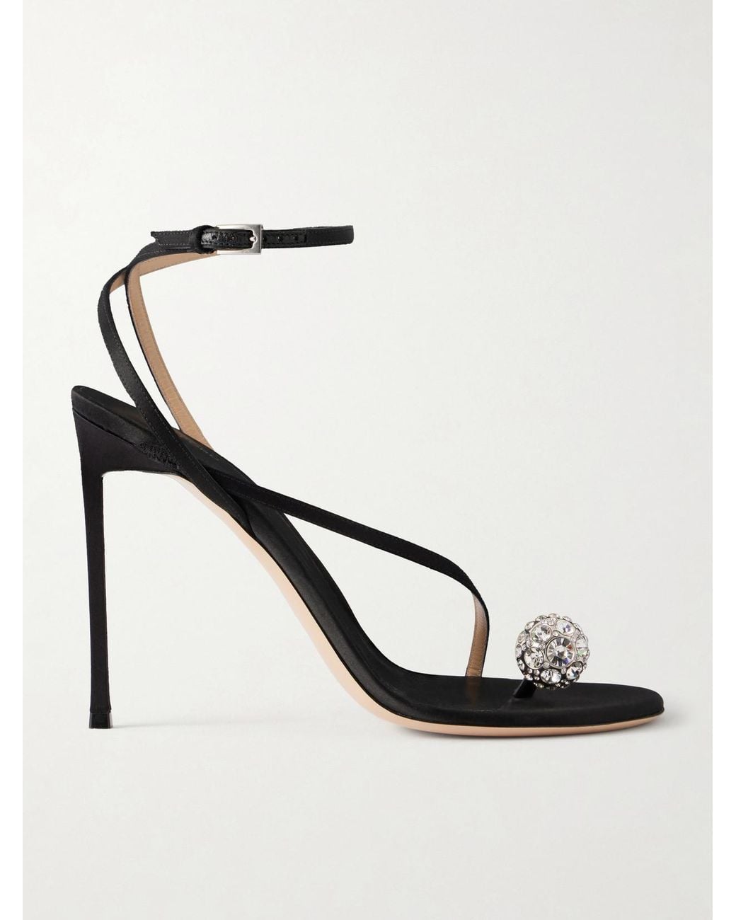 Tom Ford White Crystal-Embellished Leather-Trimmed Satin Sandals