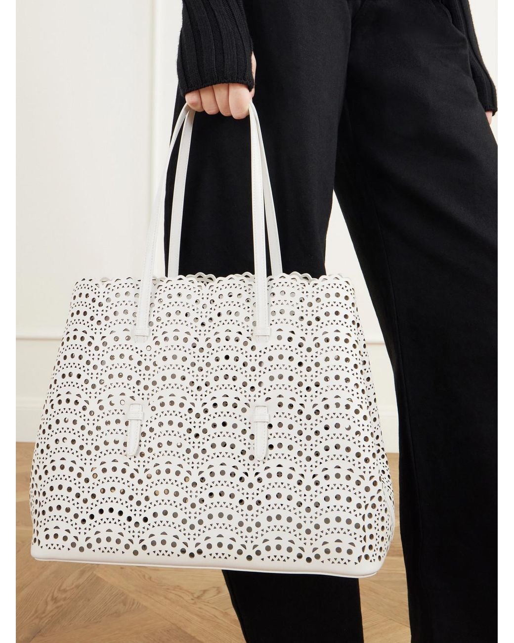 Alaïa Natural Mina Laser-Cut Leather Tote