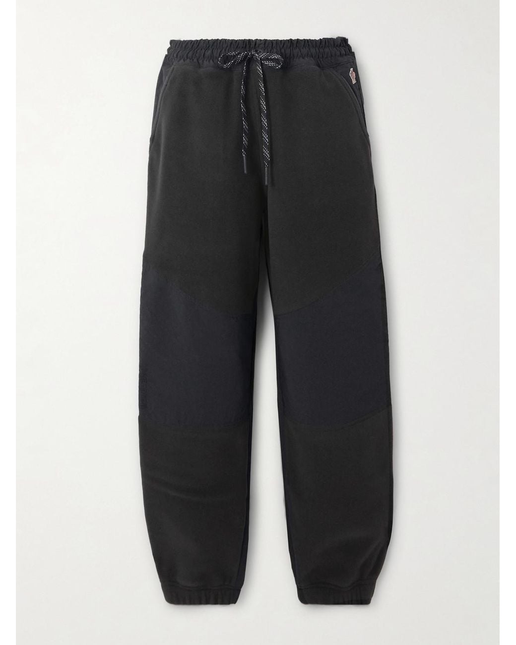 Moncler Black Shell-Paneled Fleece Tapered Sweatpants