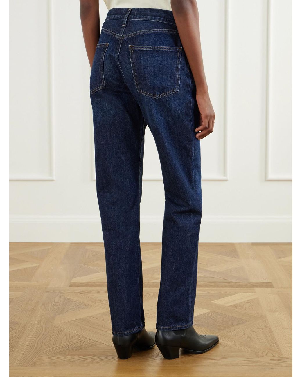 Agolde Blue Lana Mid-Rise Straight-Leg Jeans