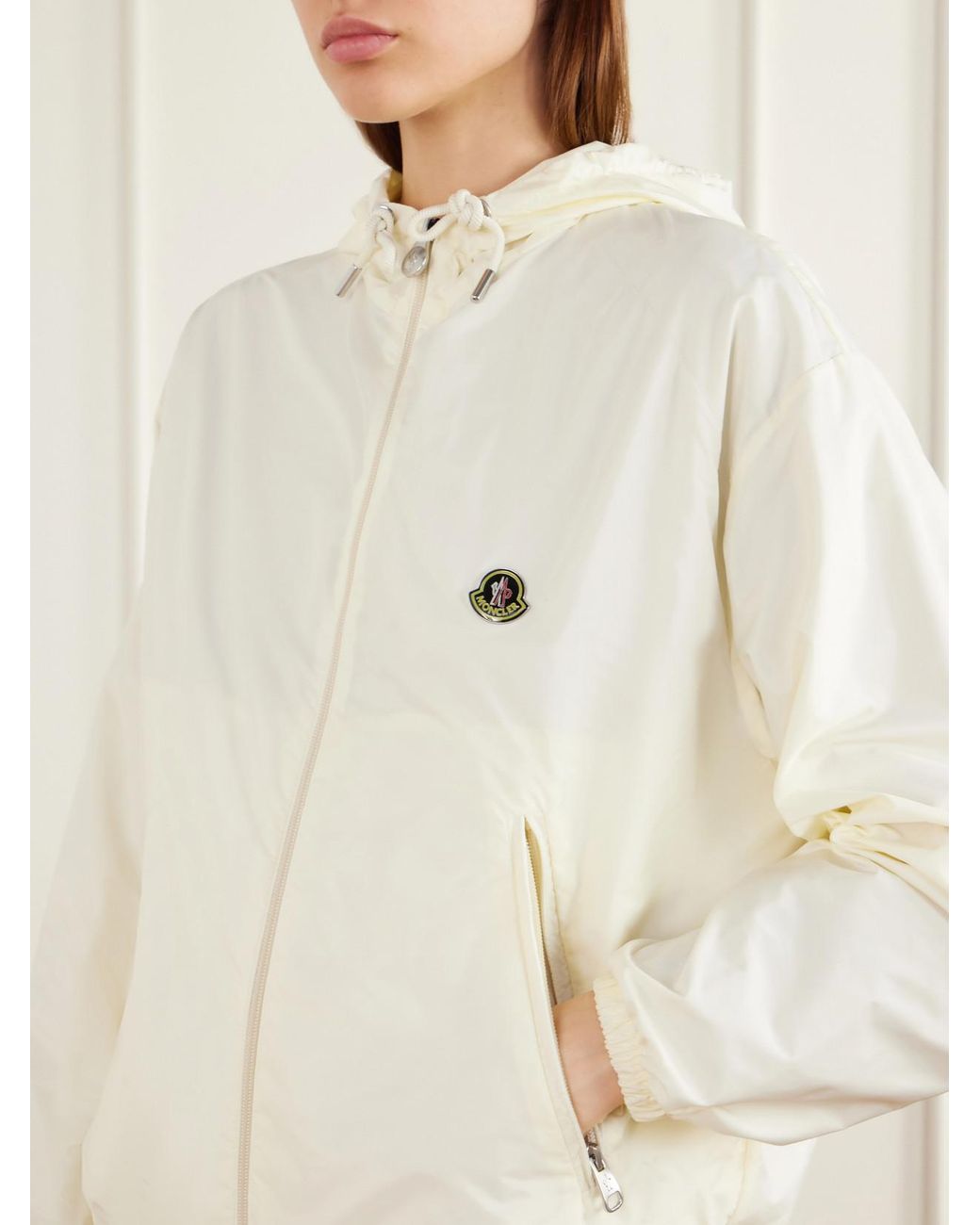 Moncler Natural Windbreaker Logo-Appliquéd Hooded Shell Jacket