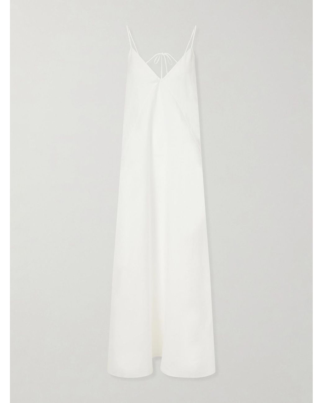 Another Tomorrow White Linen-Canvas Maxi Dress