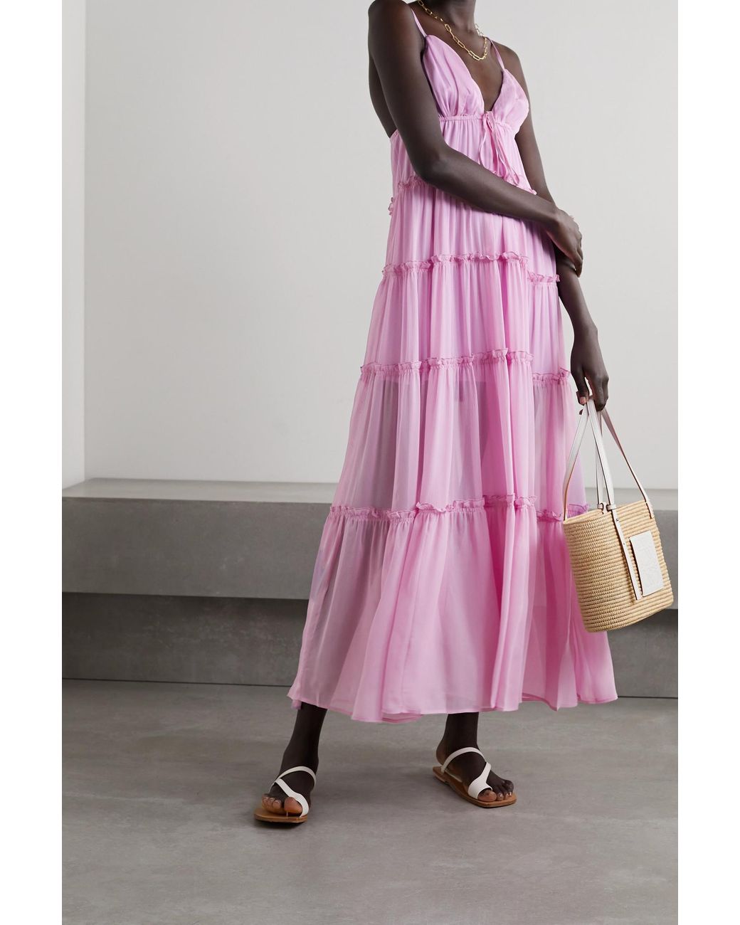 A.L.C. Gemma Ruffled Tiered Silk-crepon Maxi Dress in Purple | Lyst