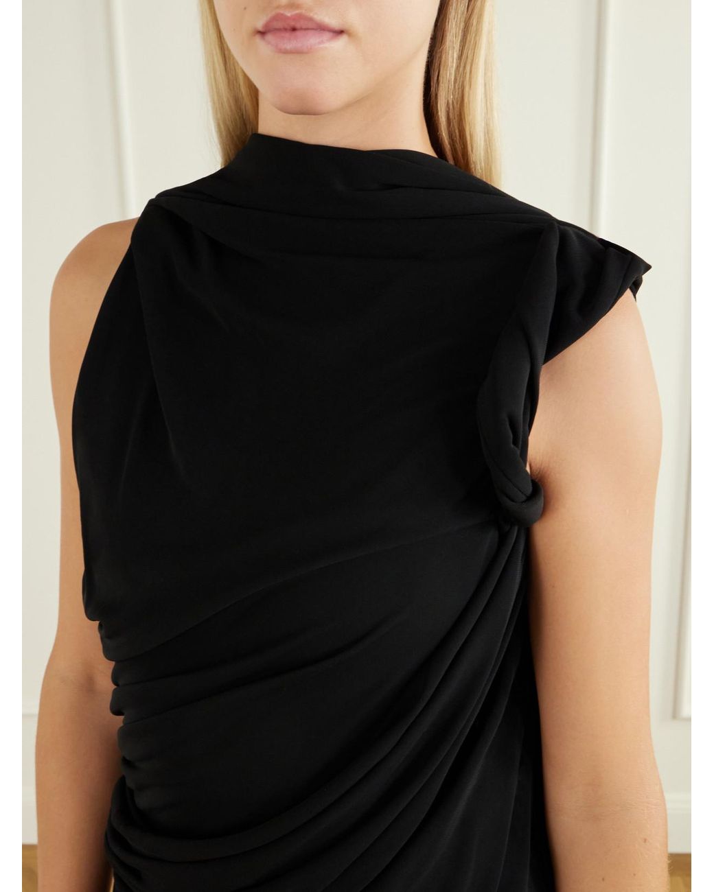 Lanvin Black Draped Crepe Jumpsuit