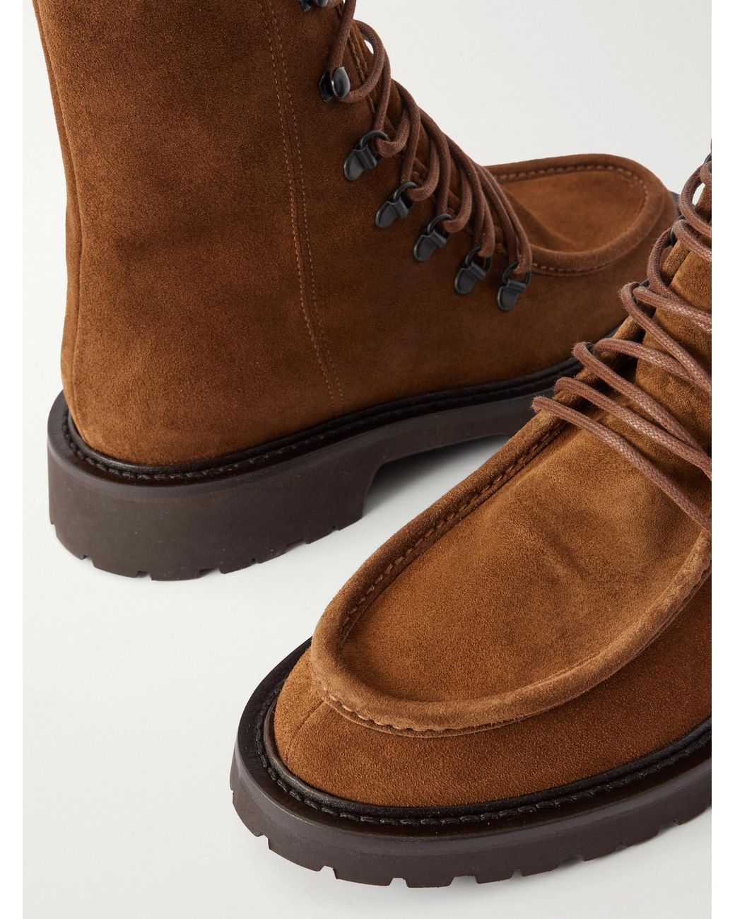 LEGRES Brown Speed-Hook Suede Ankle Boots