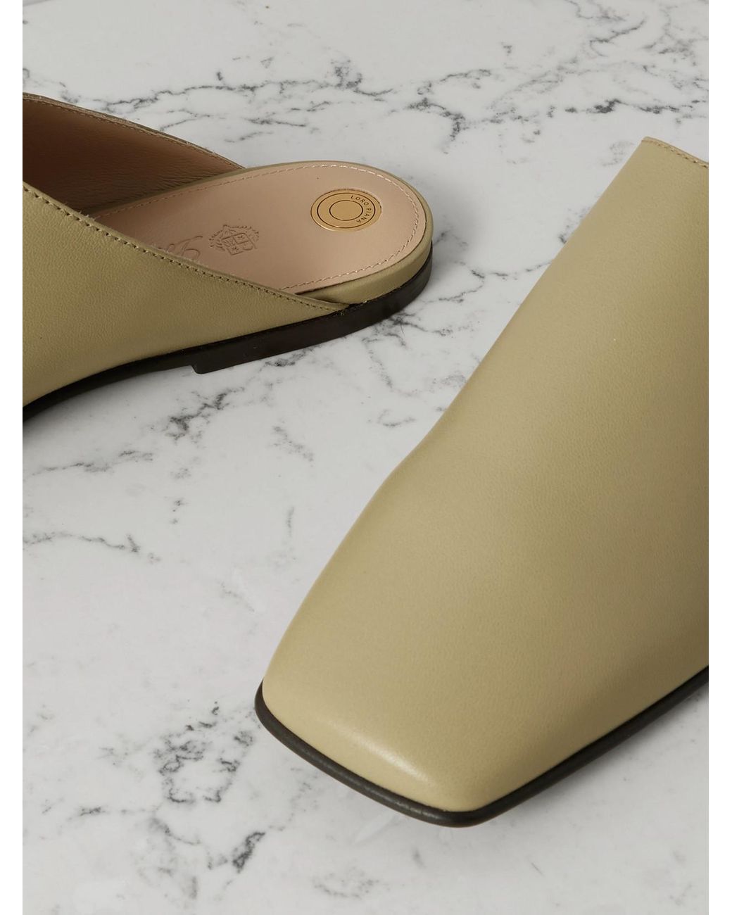 Loro Piana Green Alba Leather Slippers