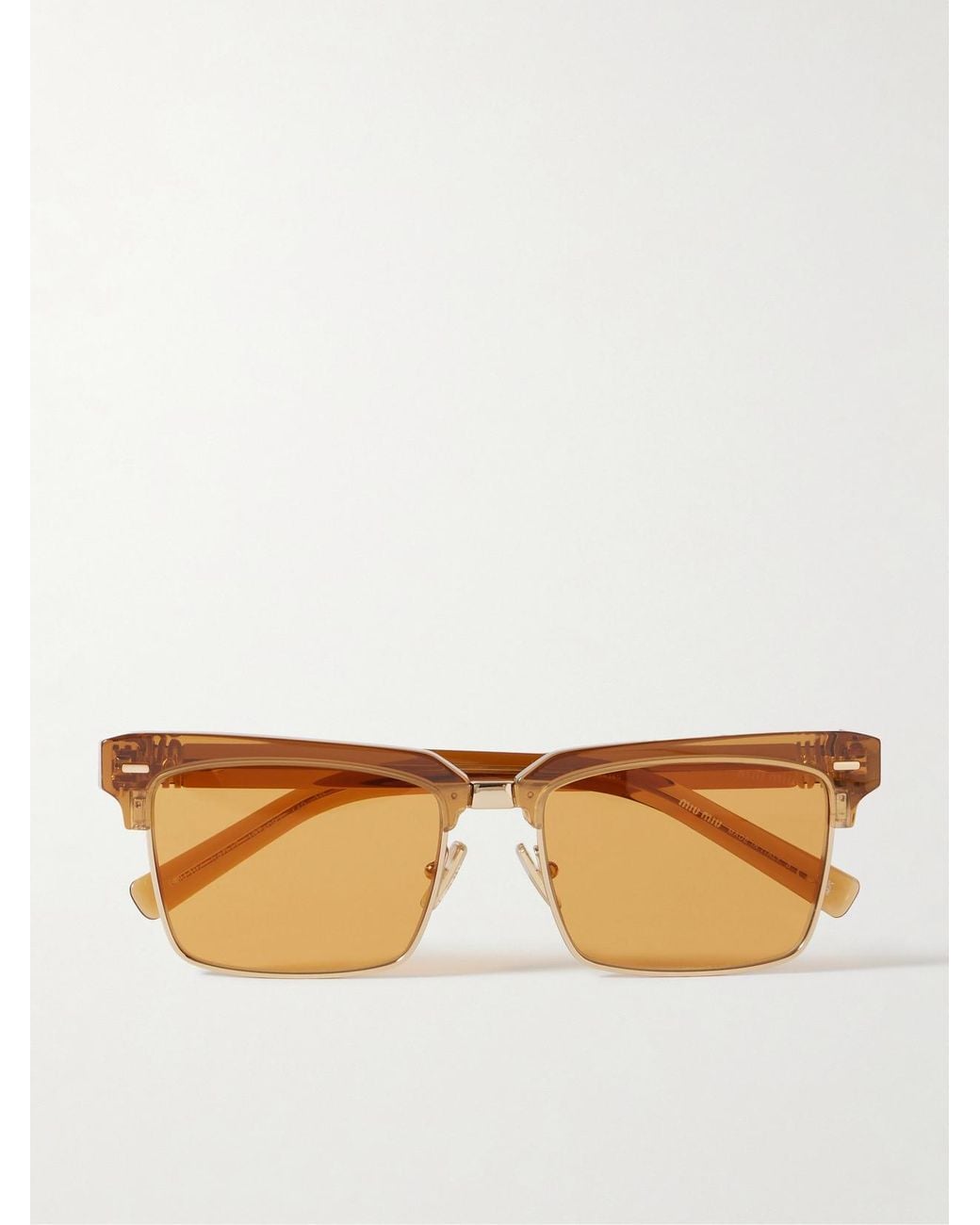 Miu Miu Natural Square-Frame Acetate And-Tone Sunglasses