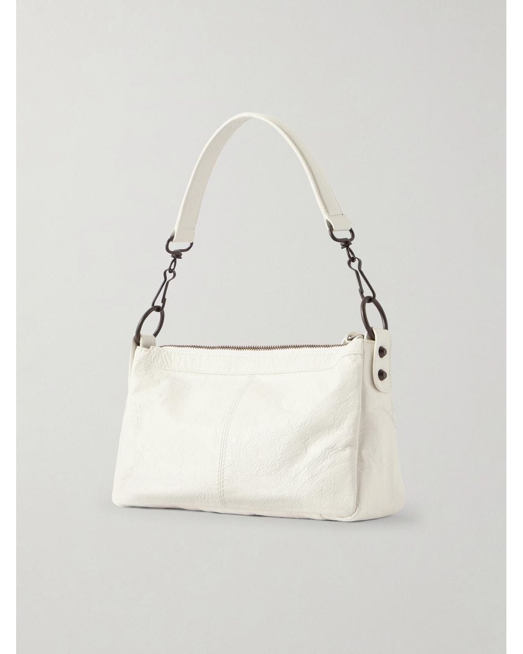 Balenciaga Natural Le City Moto Mini Crinkled-Leather Shoulder Bag