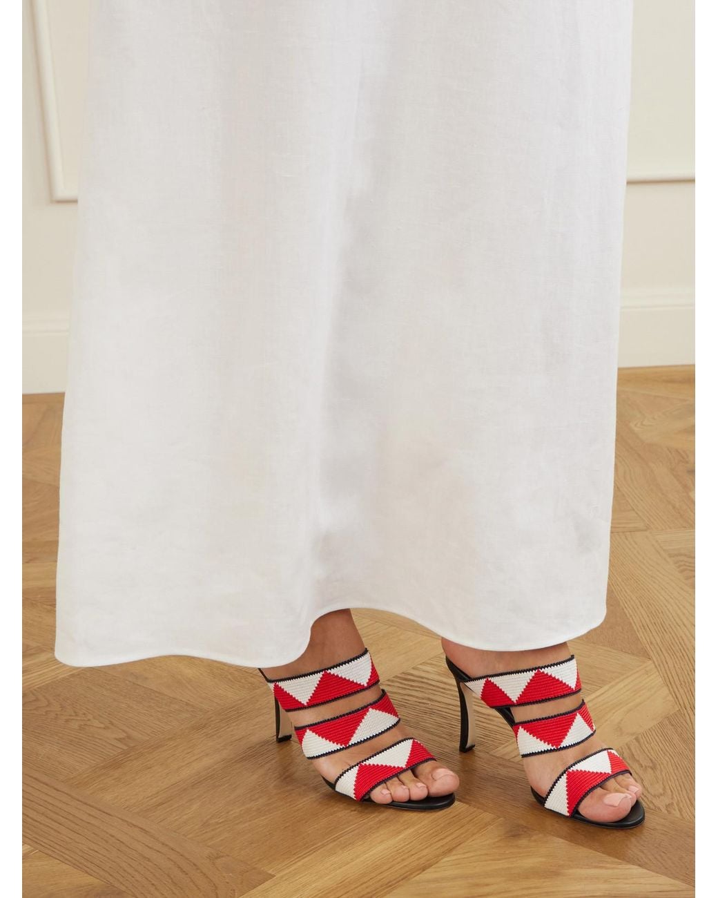 Manolo Blahnik White Capro 90 Woven Sandals