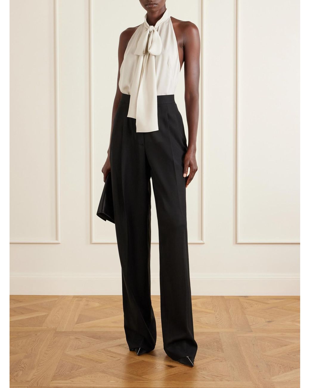 Tom Ford Black Wool Wide-Leg Pants