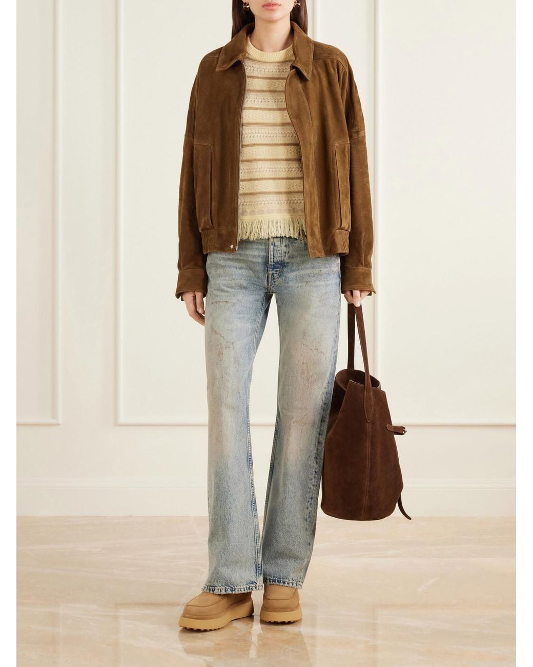 Tod's Natural Gomma 30 Shearling-Lined Suede Ankle Boots