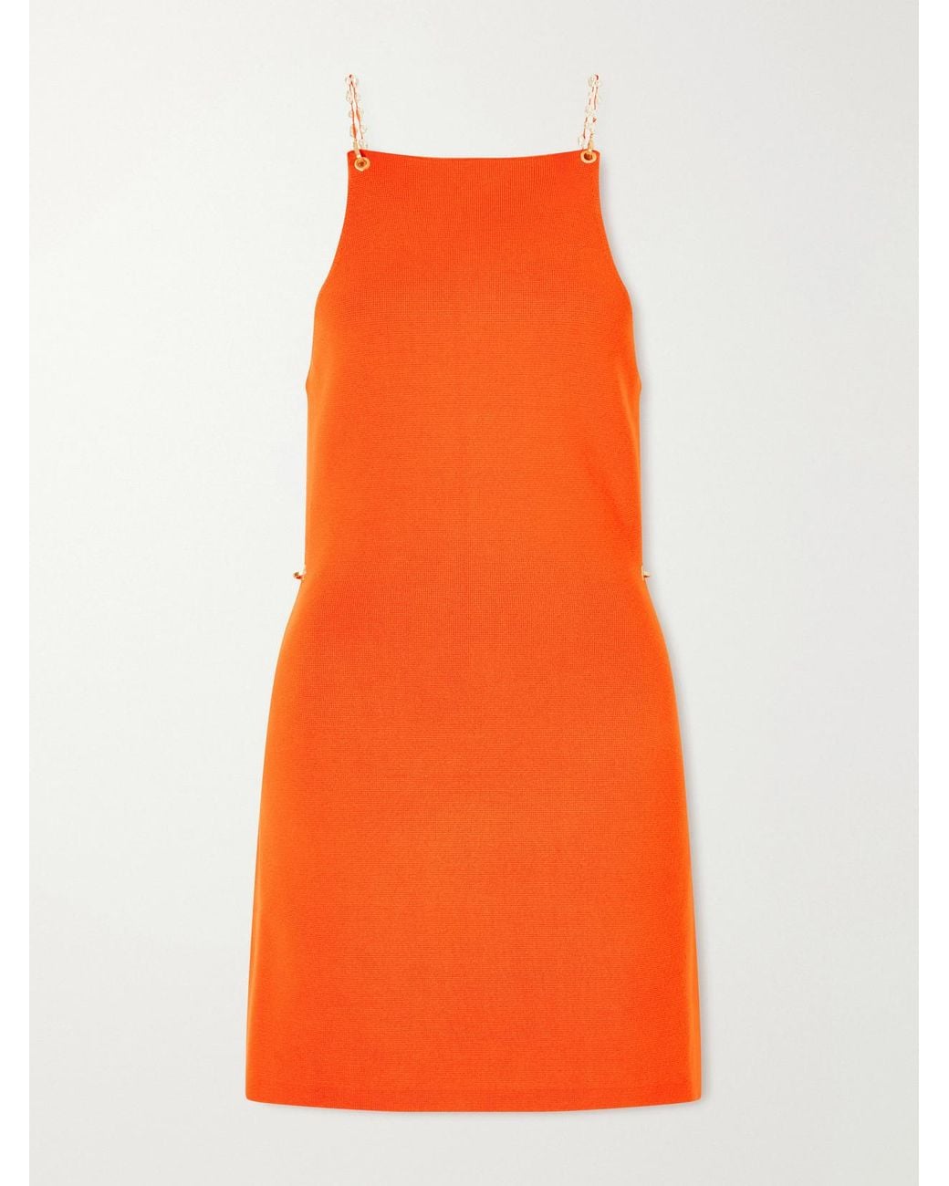 Cult Gaia Orange Melba Open-Back Embellished Stretch Mini Dress