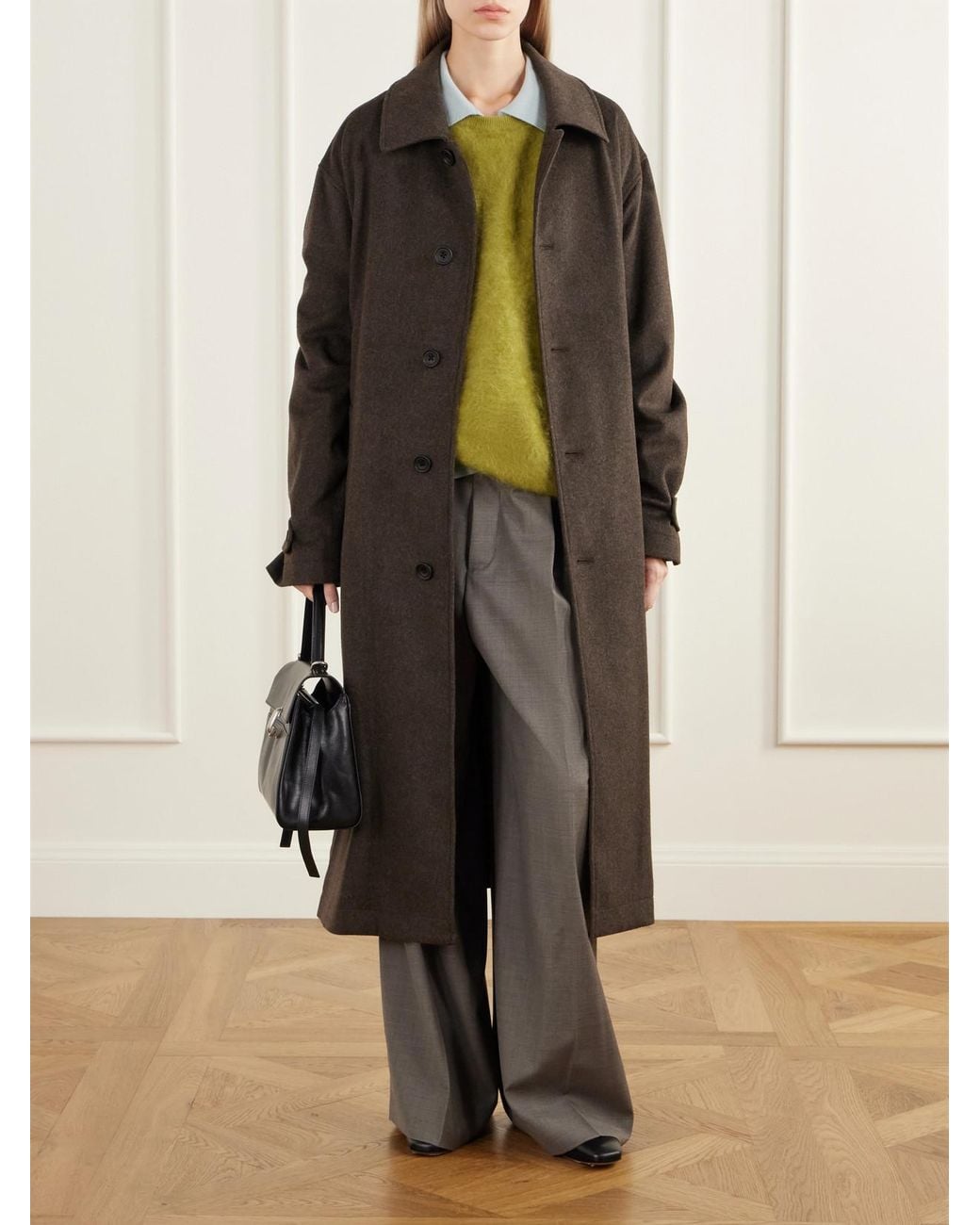 Ssstein Brown Belted Wool-Doeskin Coat