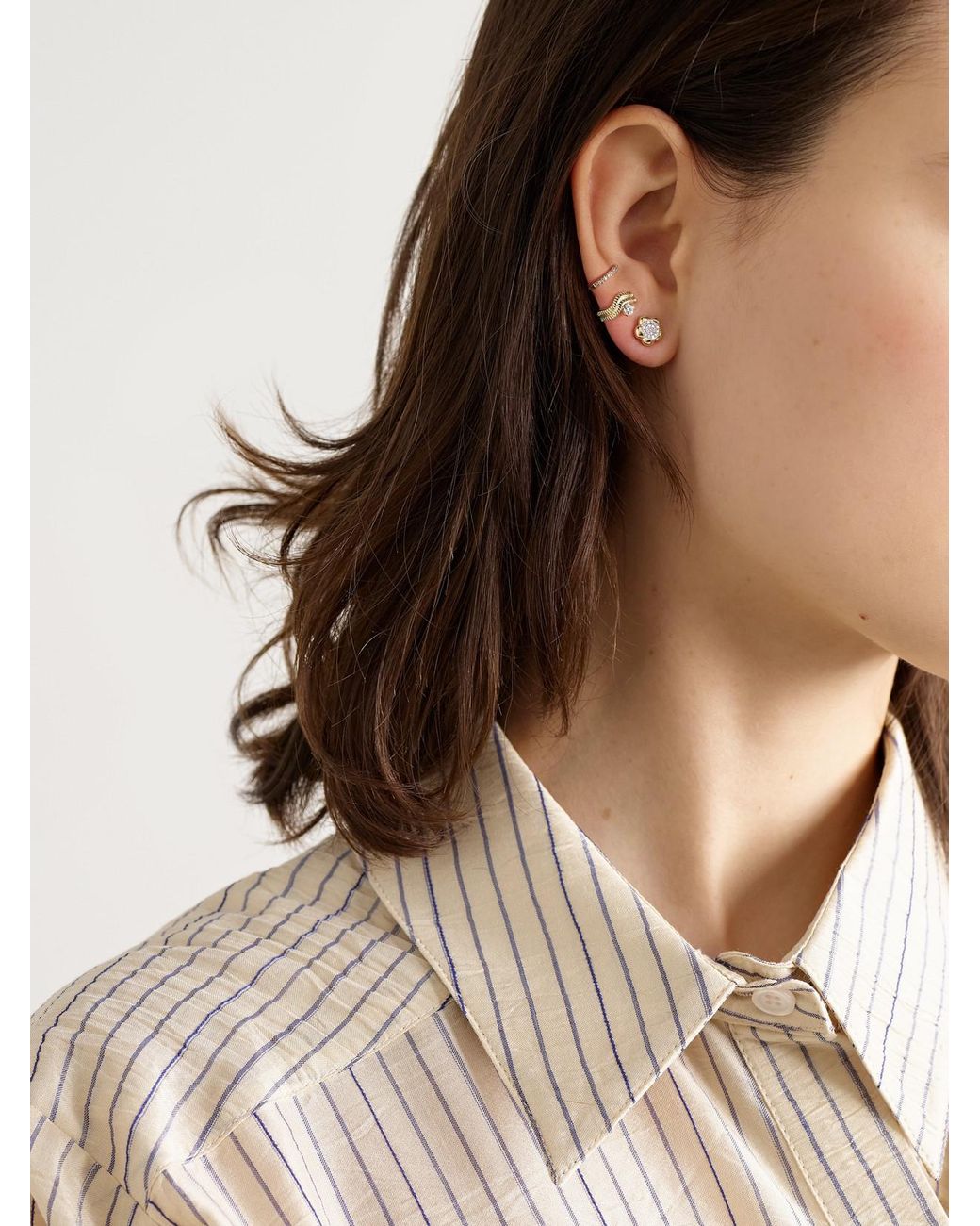 STONE AND STRAND Natural Freddie 14-Karat Diamond Hoop Earrings