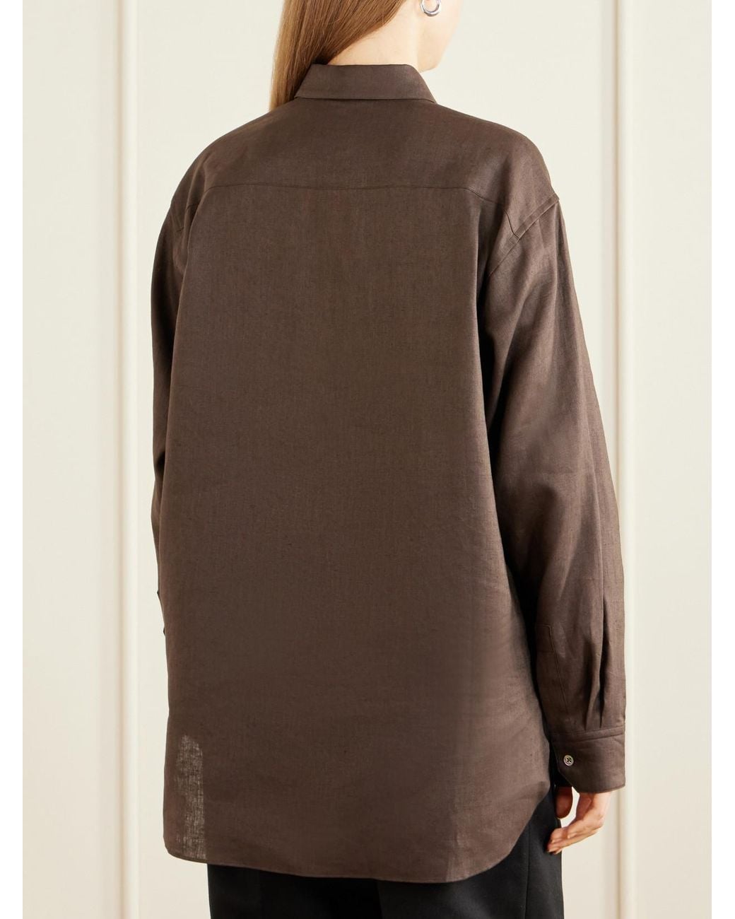 Ssstein Brown Oversized Linen Shirt
