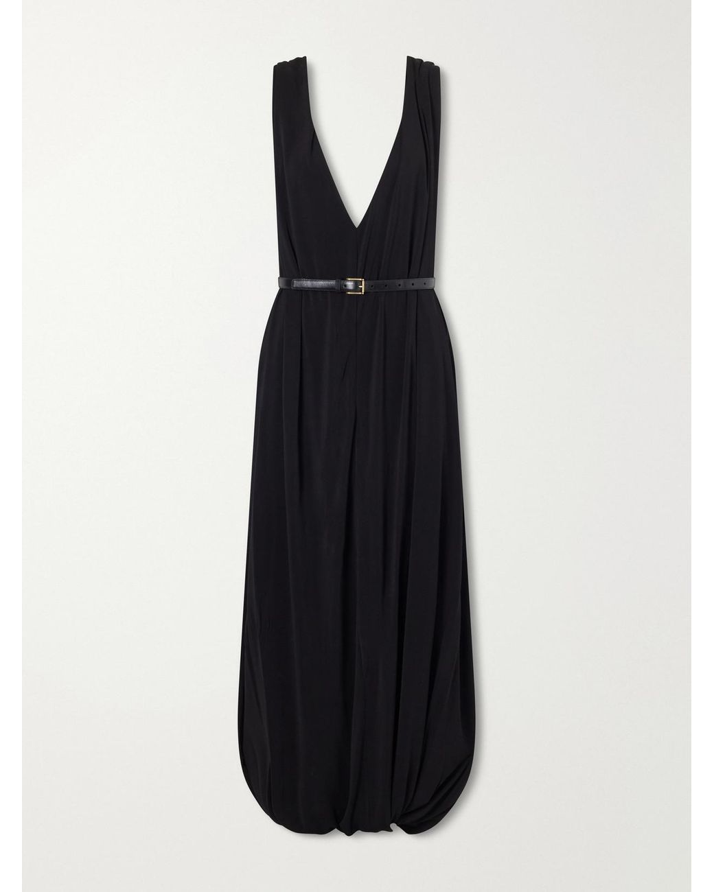 Loewe Black Draped Jersey Midi Dress