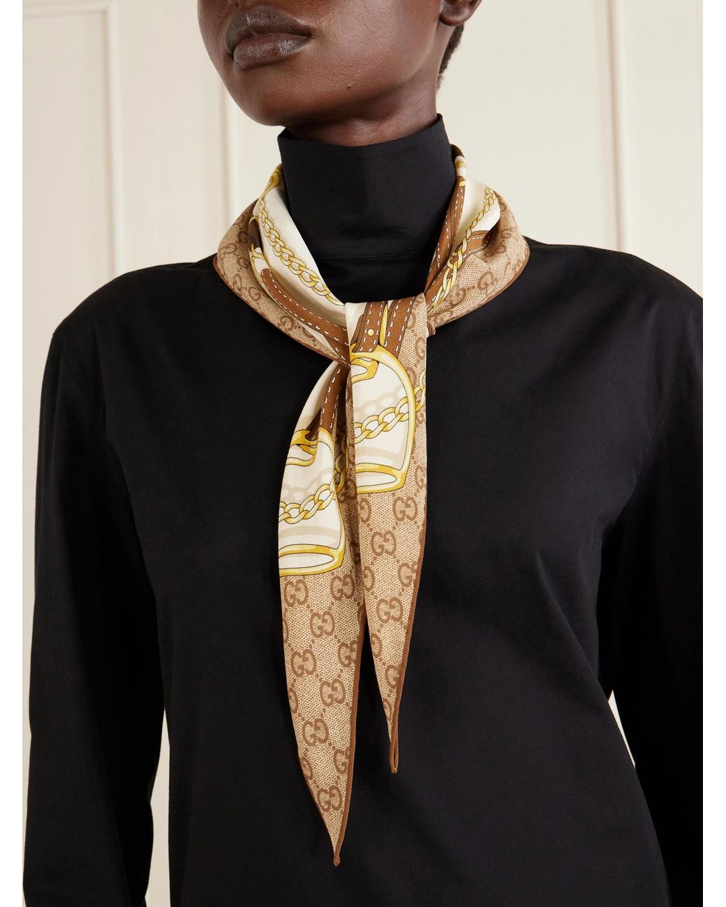 Gucci Metallic Printed Silk-Twill Scarf