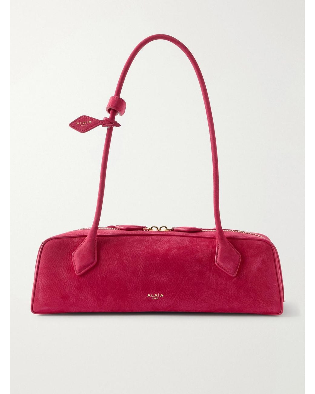 Alaïa Red Le Teckel Medium Nubuck Shoulder Bag