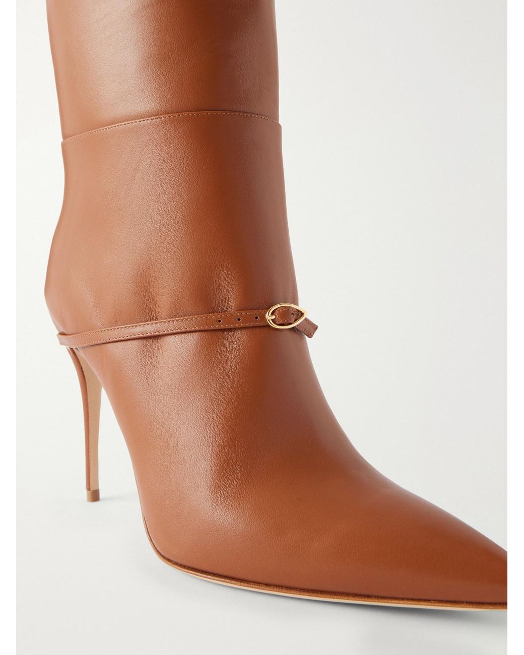 JENNIFER CHAMANDI Brown Cece 105 Buckle-Detailed Leather Knee Boots