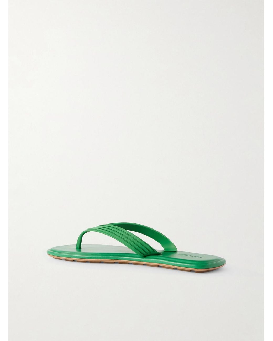 Bottega Veneta Green Sampieri Flat Thong Rubber Flip Flops