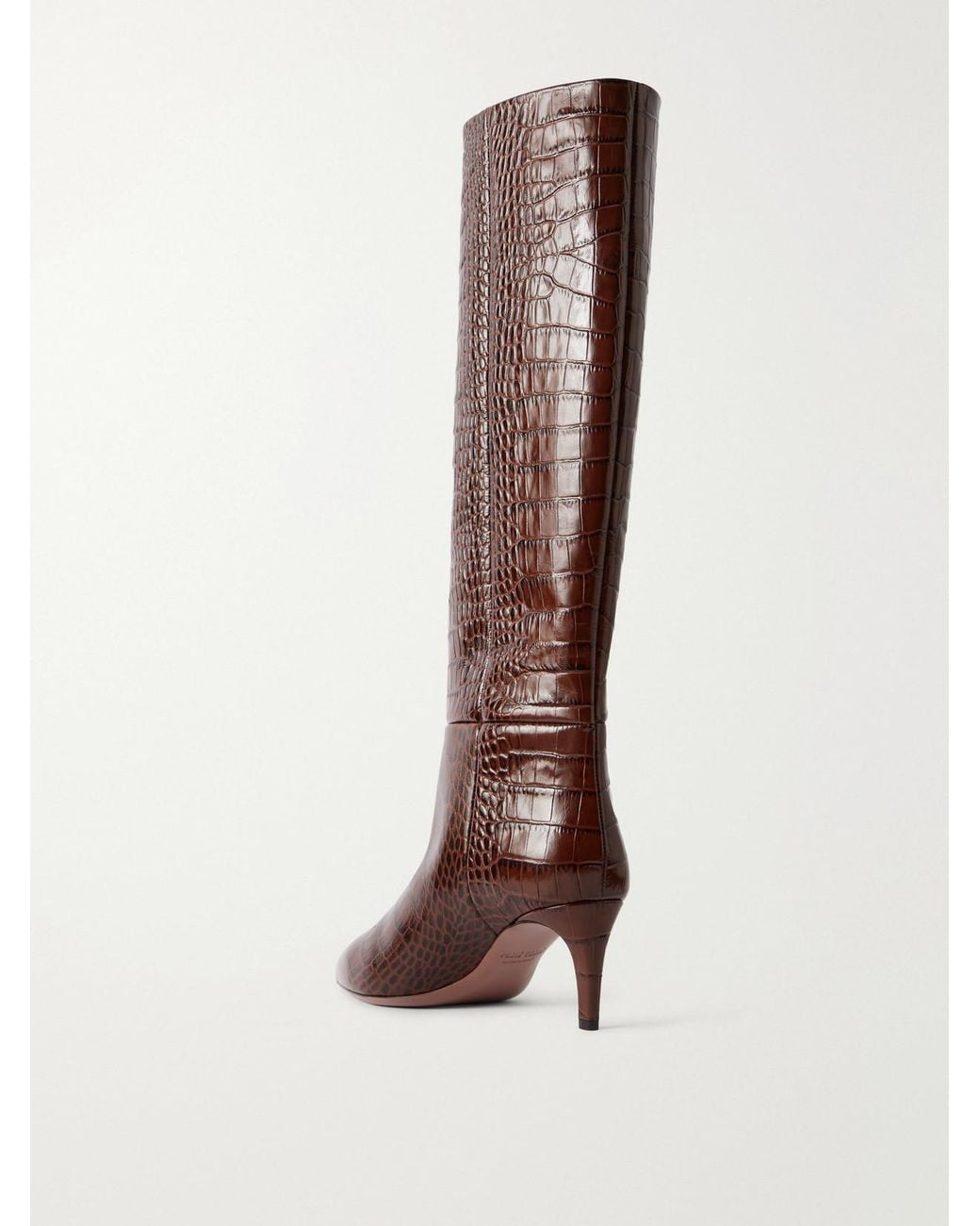 Paris Texas Brown Stiletto 60 Croc-Effect Knee Boots