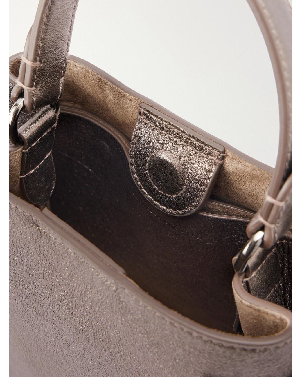 Brunello Cucinelli Brown Monili-Embellished Full-Grain Leather Top-Handle Bag