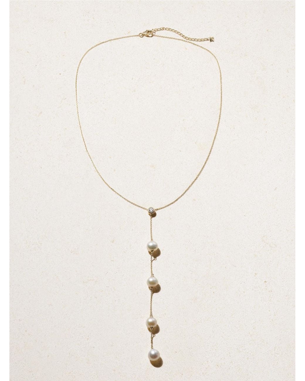Mateo Natural Drizzle 14-Karat, Diamond And Pearl Necklace