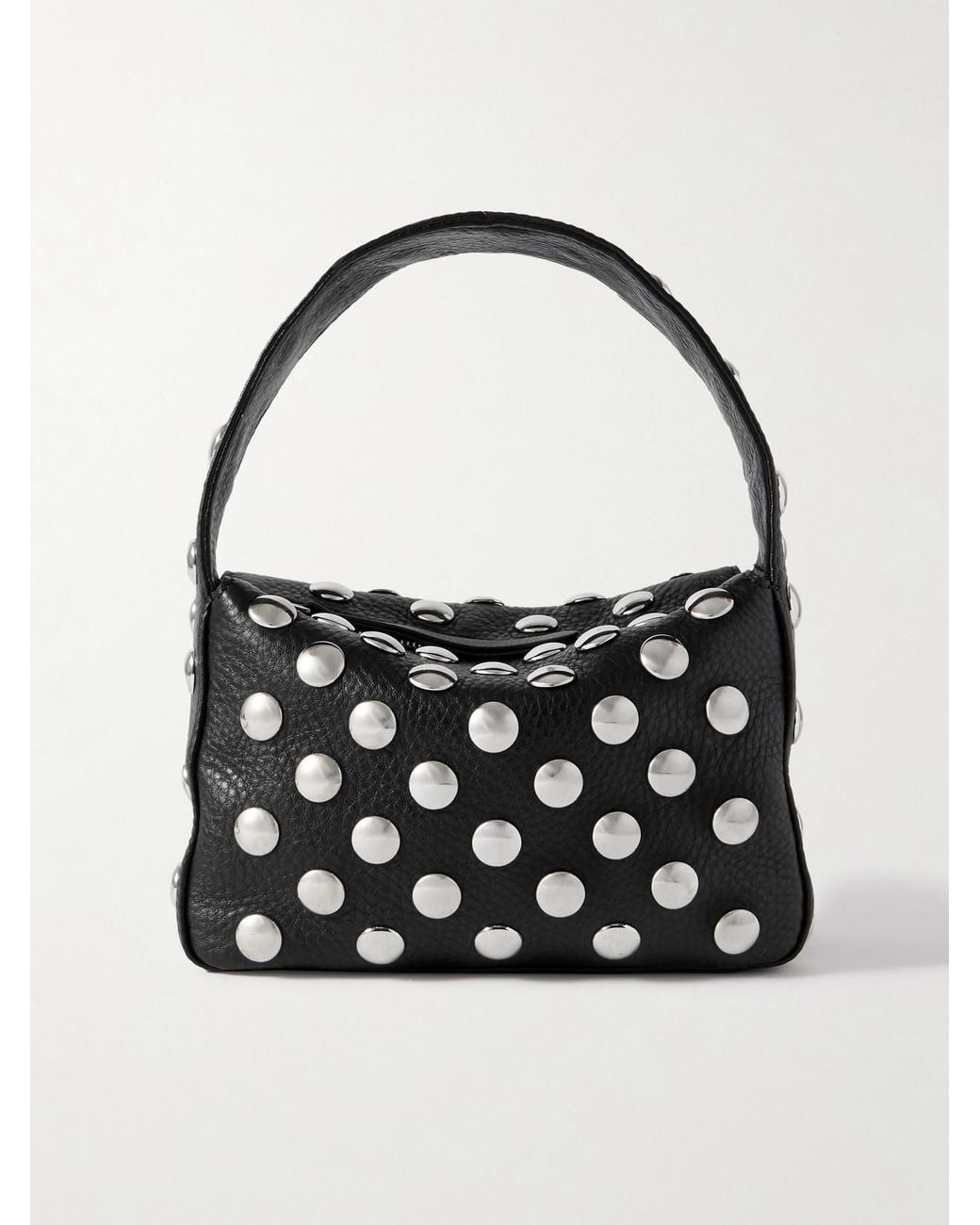 Khaite Black Elena Small Studded Textured-Leather Shoulder Bag