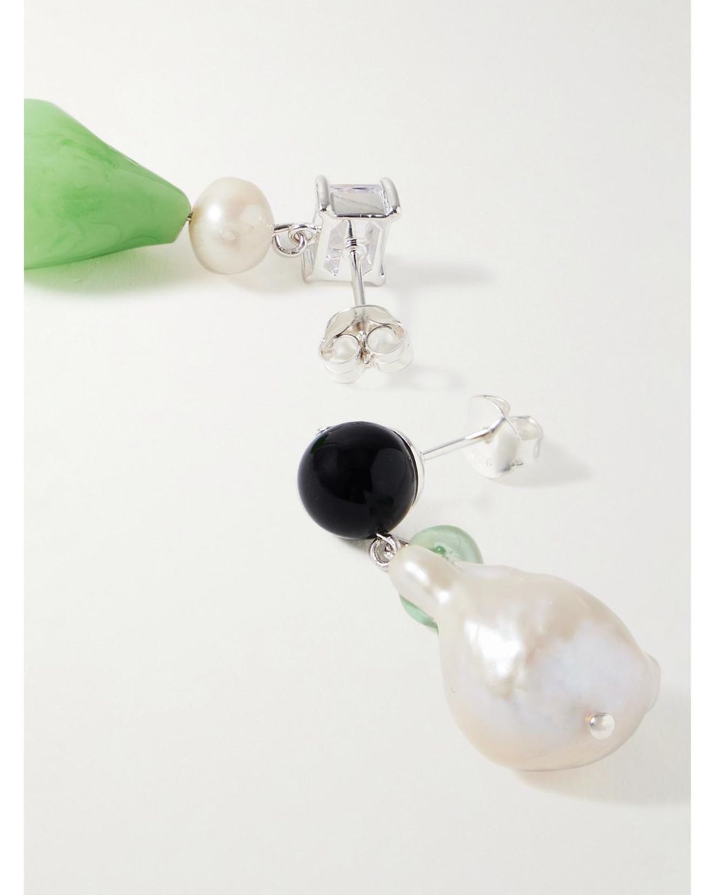 COMPLETEDWORKS White Bio-Resin, Recycled, Cubic Zirconia And Pearl Earrings