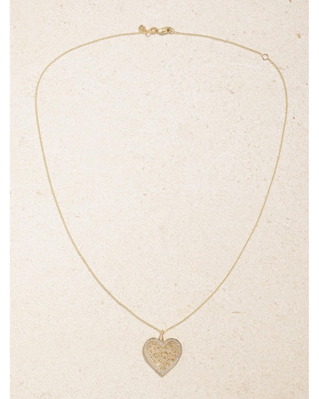 Sydney Evan Natural Icon Wallpaper Heart 14-Karat Diamond Necklace