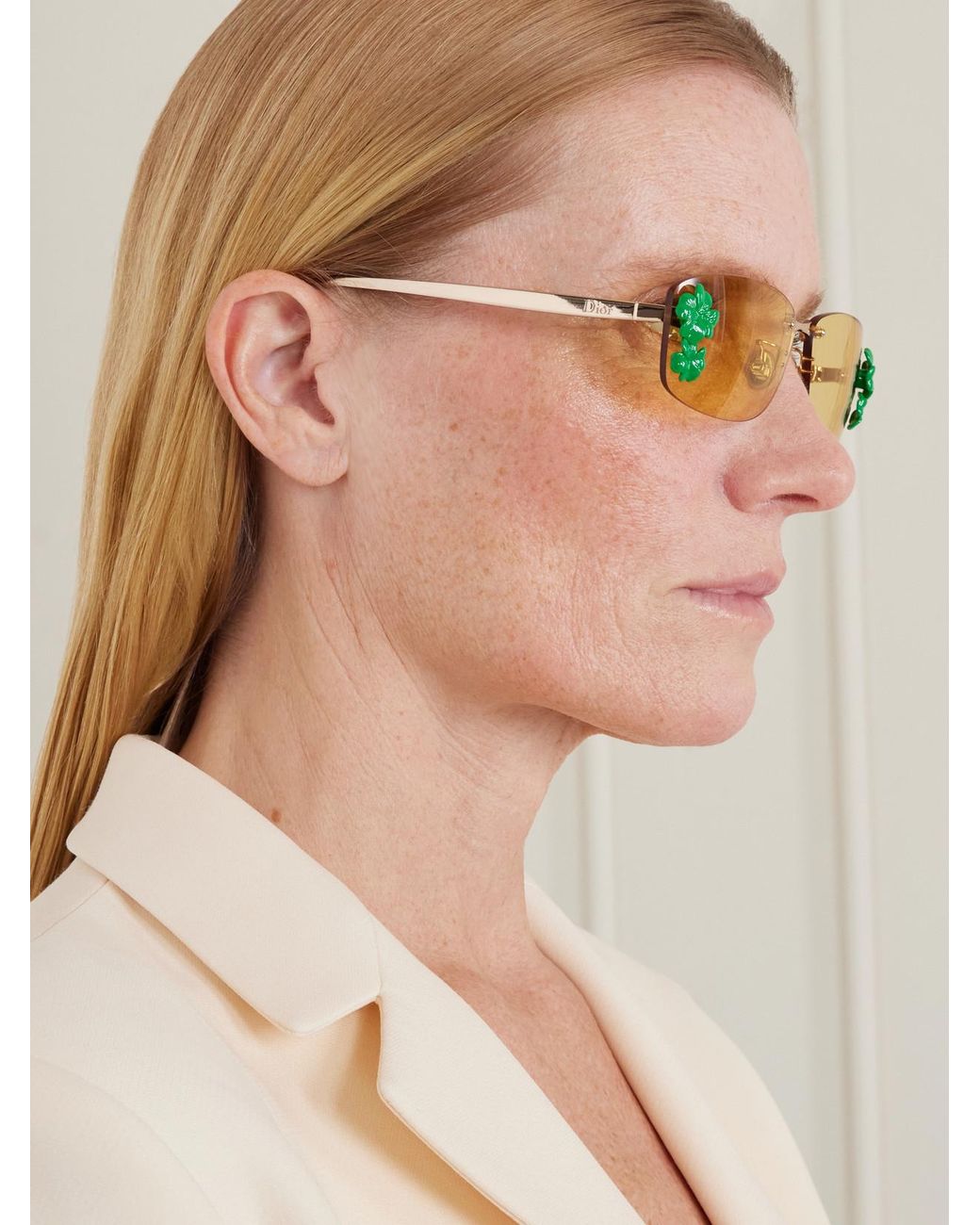 Dior Metallic Dior Clover S1U Rectangular-Tone Sunglasses