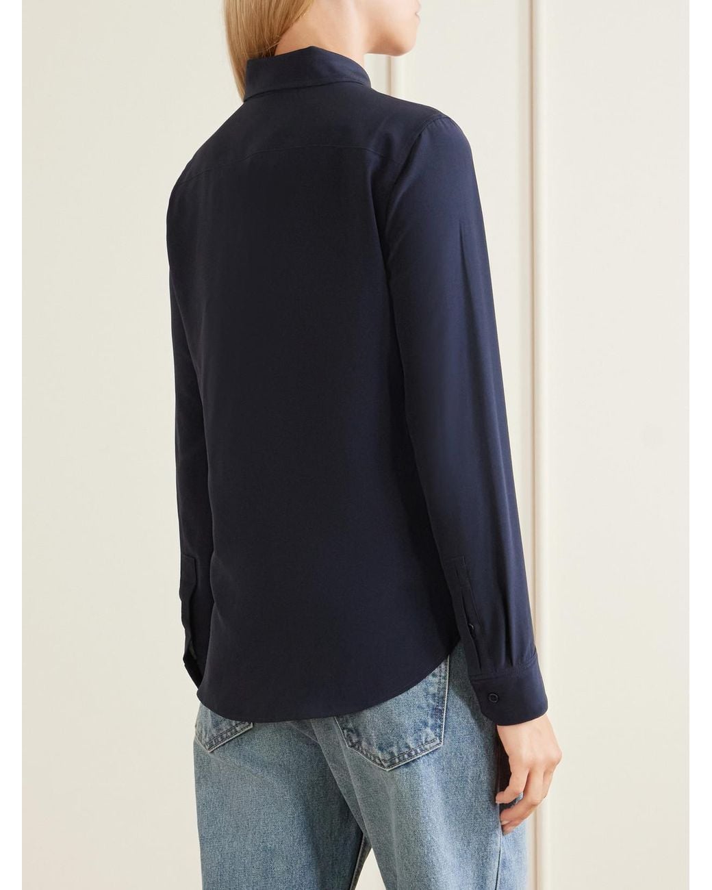 Nili Lotan Blue Gaia Silk-Crepe De Chine Shirt
