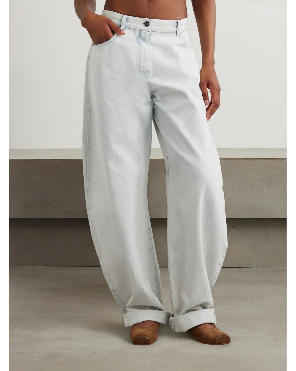 Alaïa White Low-Rise Barrel-Leg Jeans