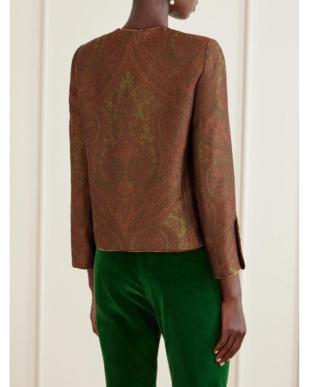 Etro Brown Paisley-Jacquard Crepe Blazer