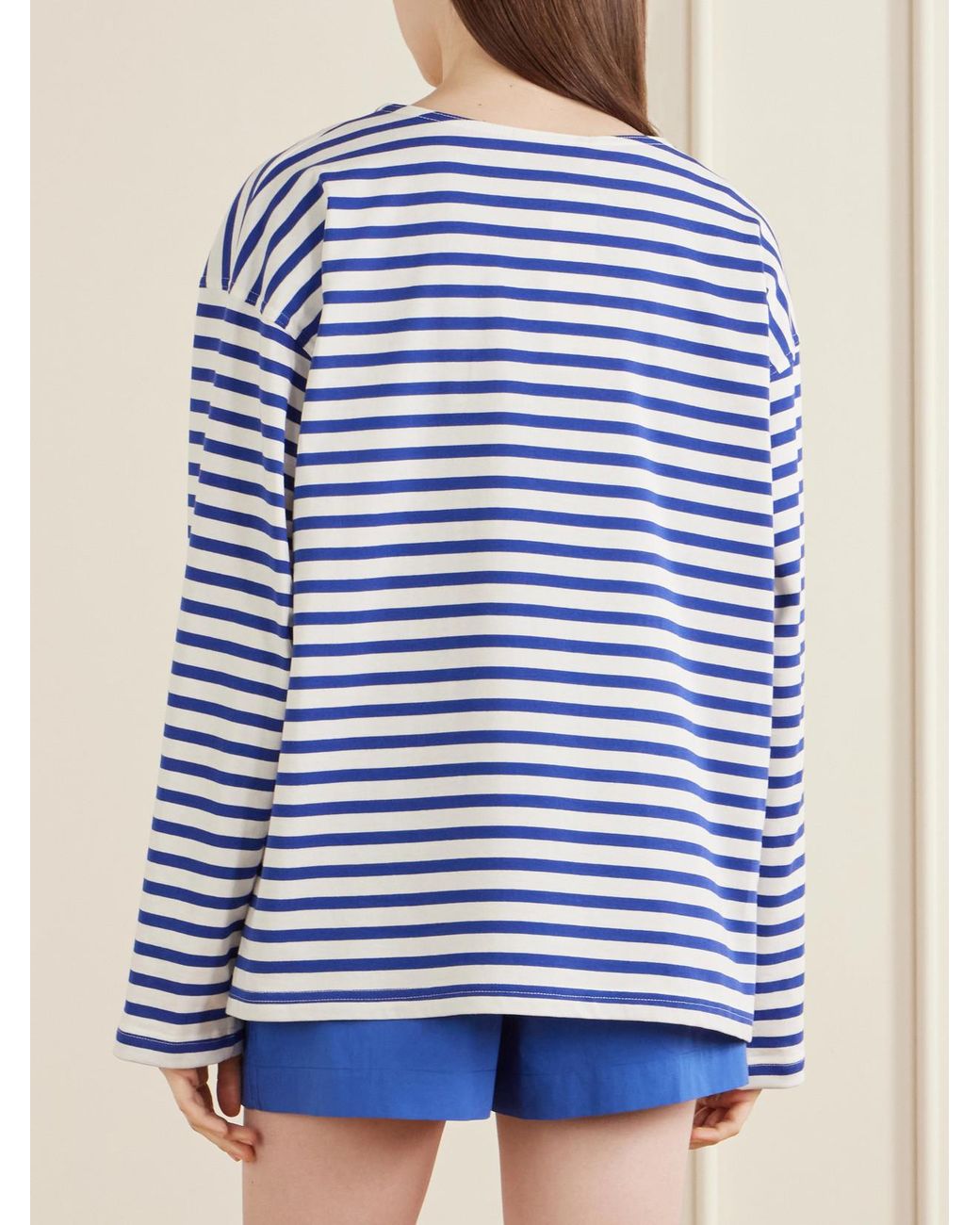 Matteau Blue Breton Striped Cotton-Jersey T-Shirt
