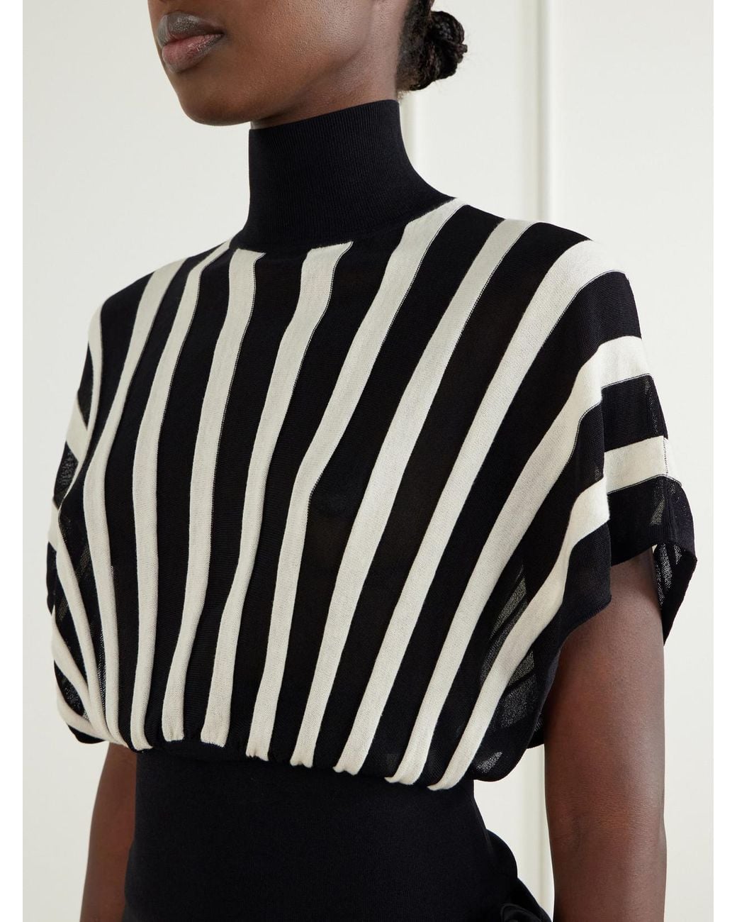 Zimmermann Black Clash Striped Knitted Blouse