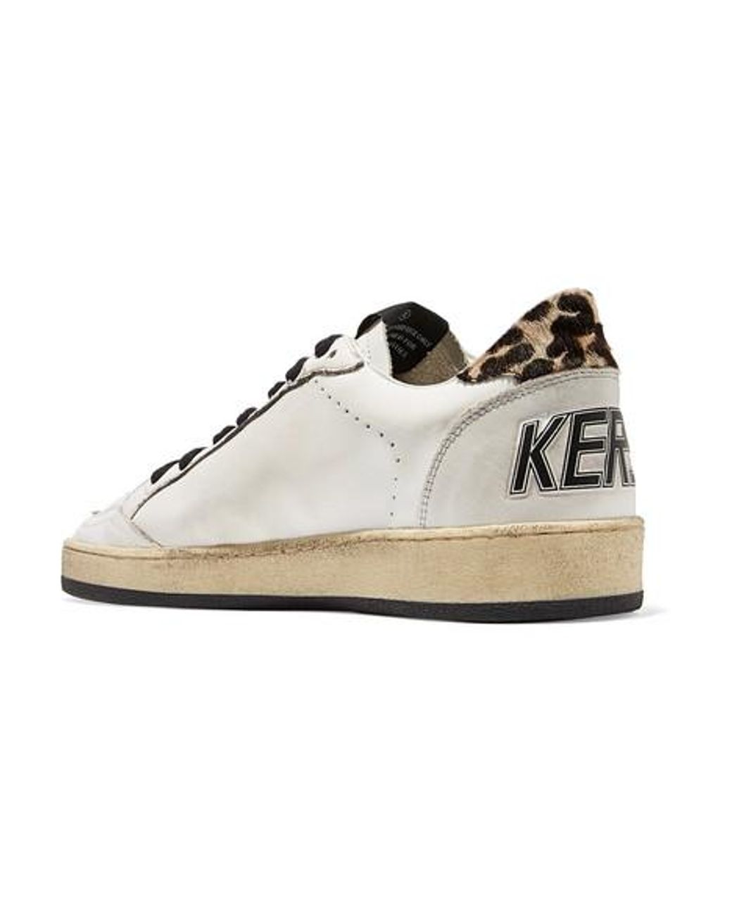 Golden Goose Ball Star Leopard-print Calf Hair And Leather Sneakers in White  | Lyst