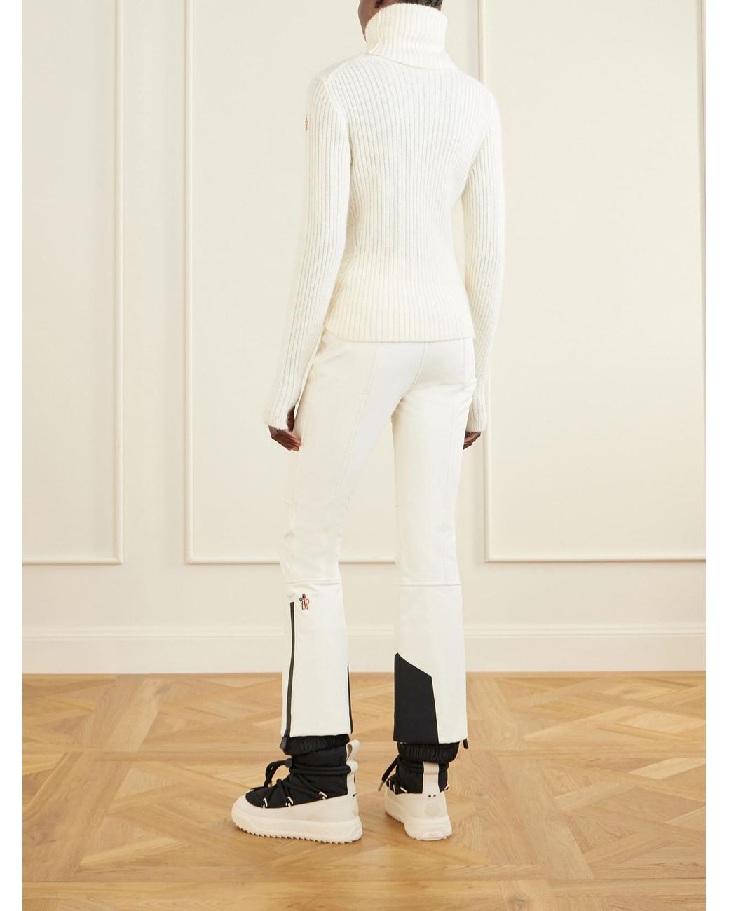 Moncler Natural Ribbed Wool-Blend Turtleneck Sweater