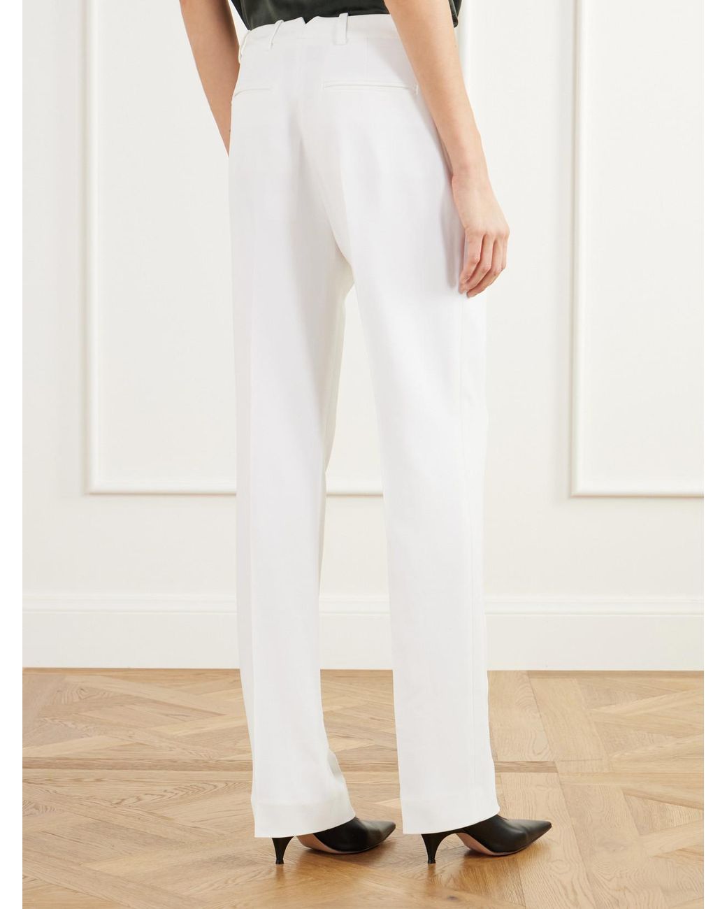 Brandon Maxwell White The Irving Pleated Crepe Tapered Pants