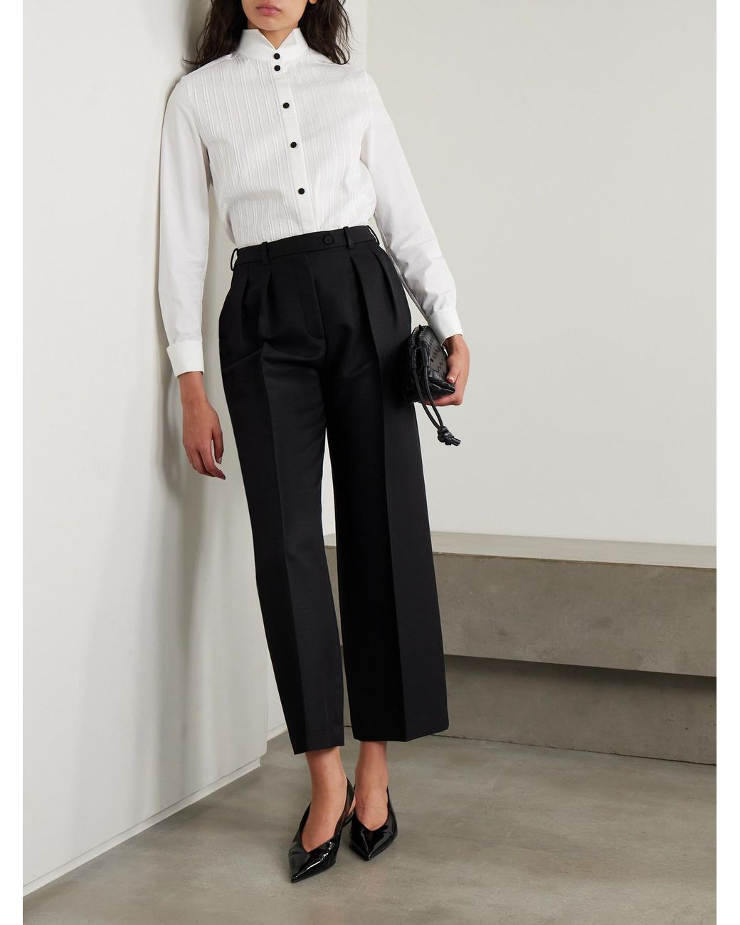 Loro Piana White Hadiya Pleated Cotton-Poplin Shirt