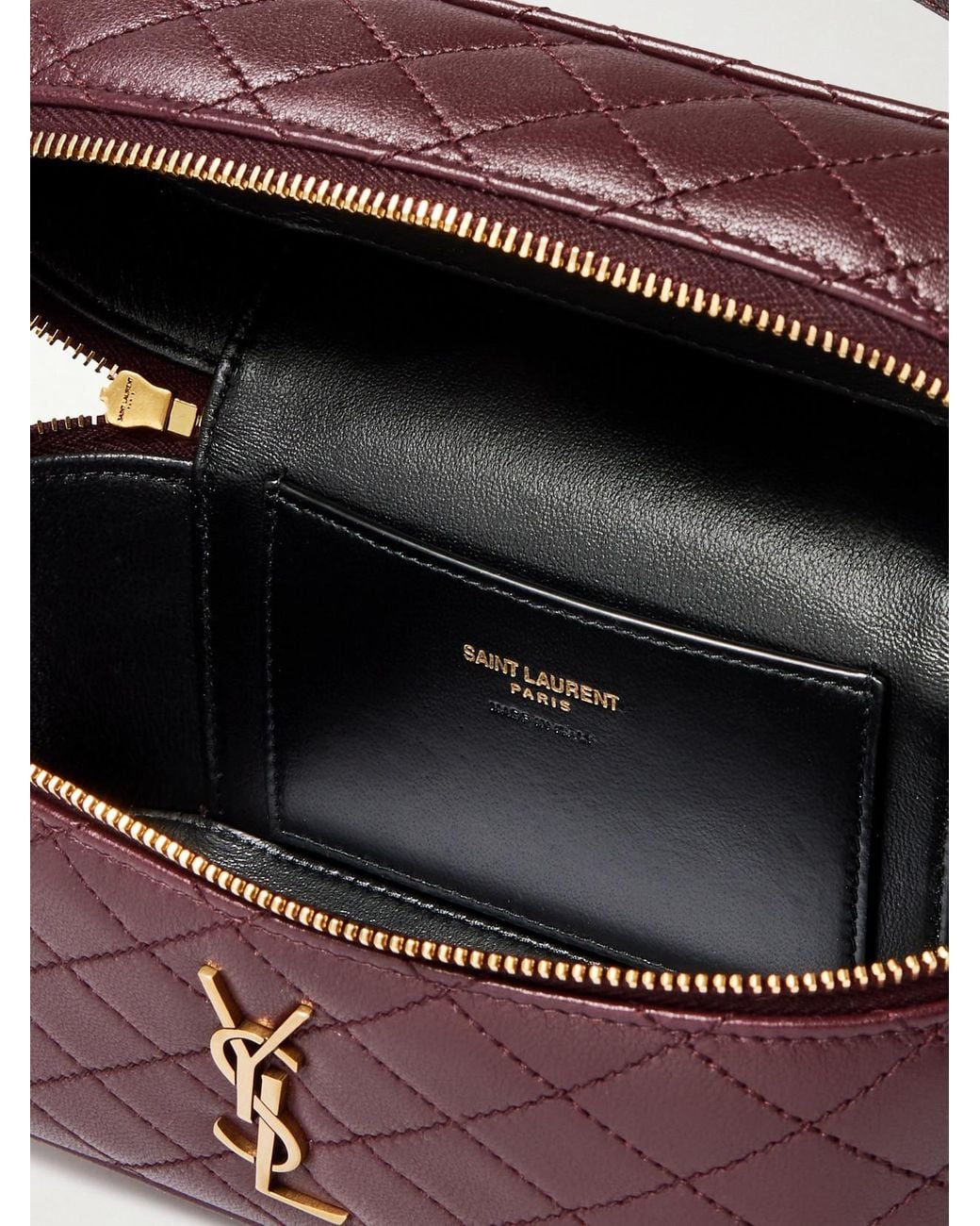 Saint Laurent Purple Gaby Vanity Mini Quilted Leather Top-Handle Bag