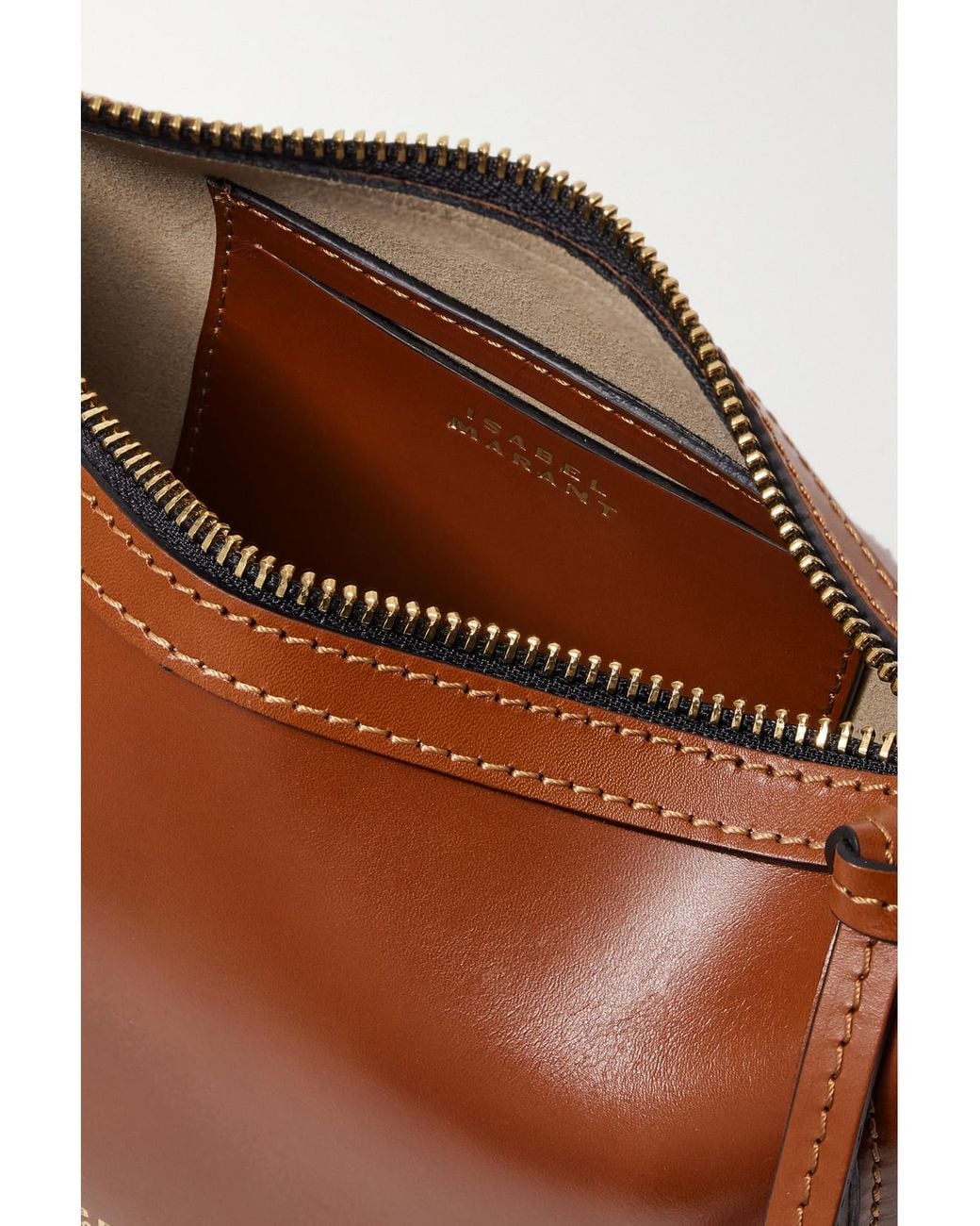 Isabel Marant Brown Oskan Moon Studded Leather Shoulder Bag