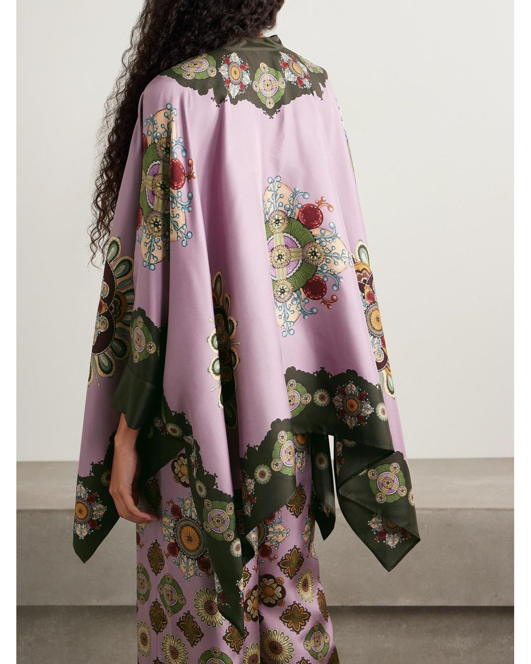 LaDoubleJ Purple Icon Foulard Draped Printed Silk-Twill Shirt