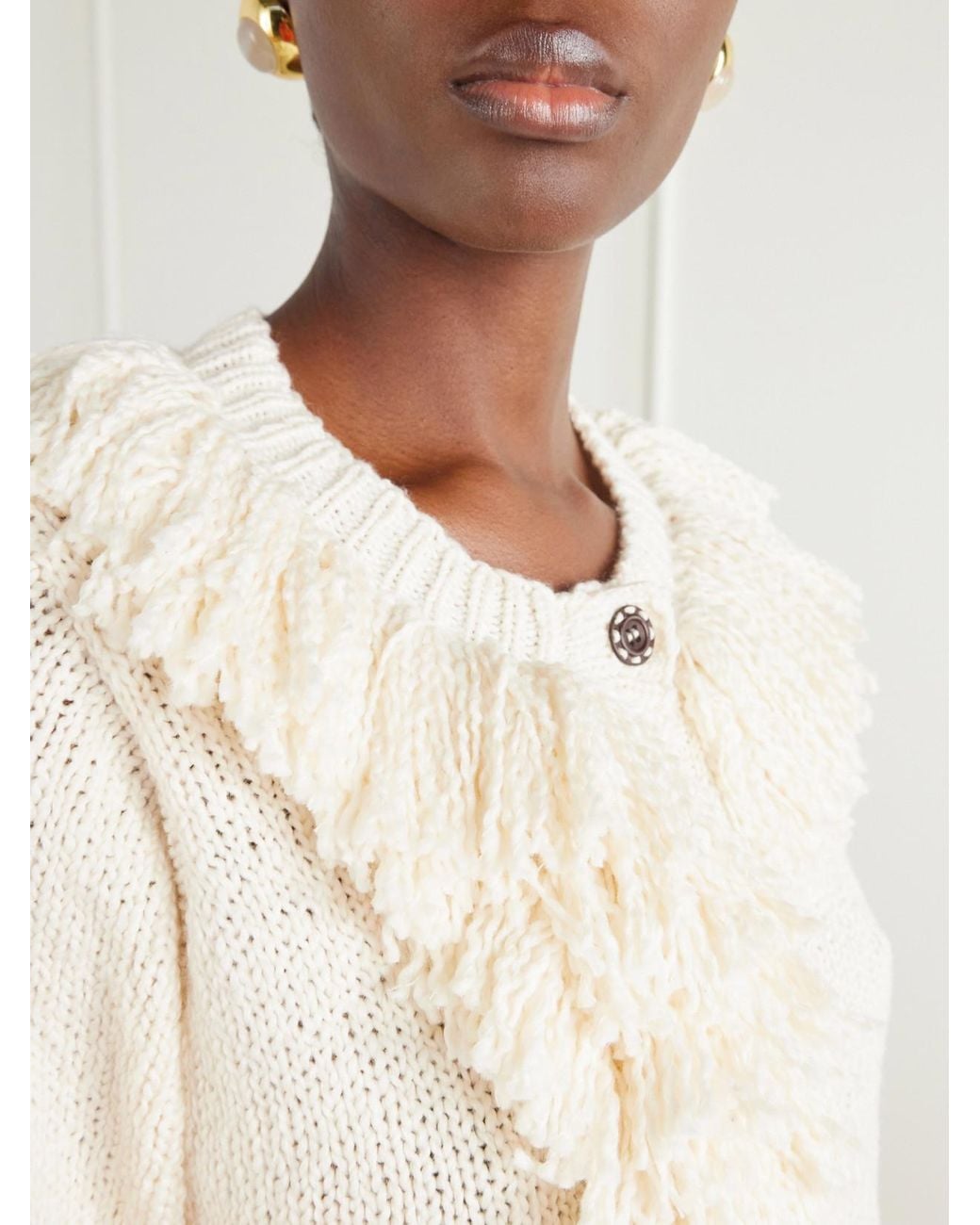 Alix Of Bohemia Natural Sami Fringed Cotton Cardigan
