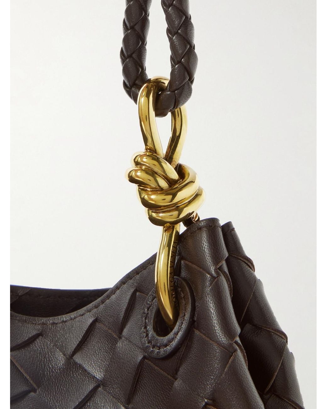 Bottega Veneta Black Parachute Medium Intrecciato Leather Shoulder Bag