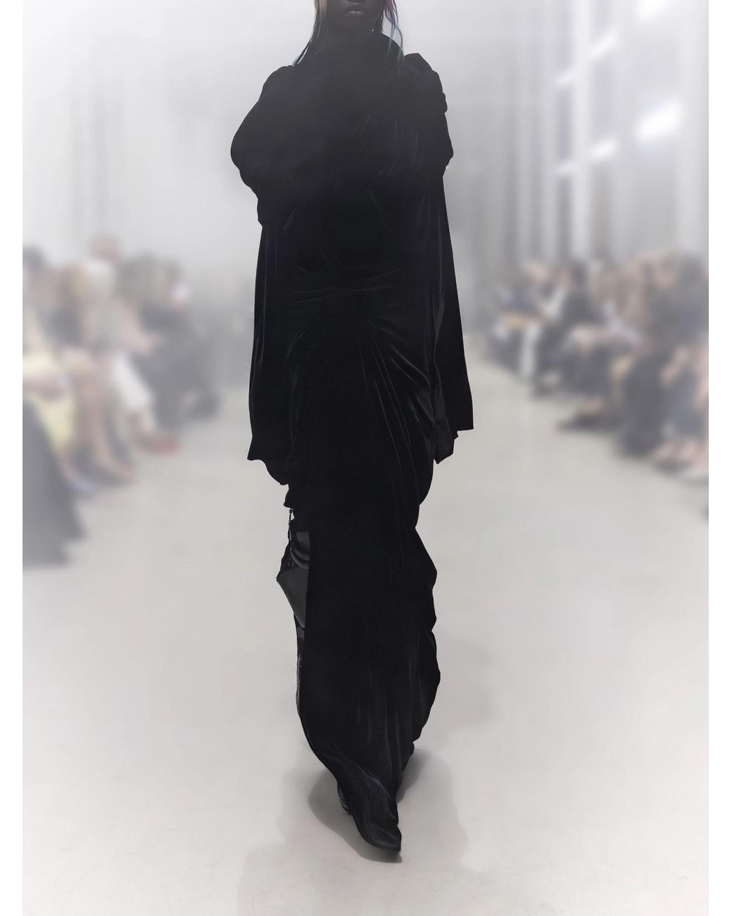 Rick Owens Black Strutter Draped Velvet Gown