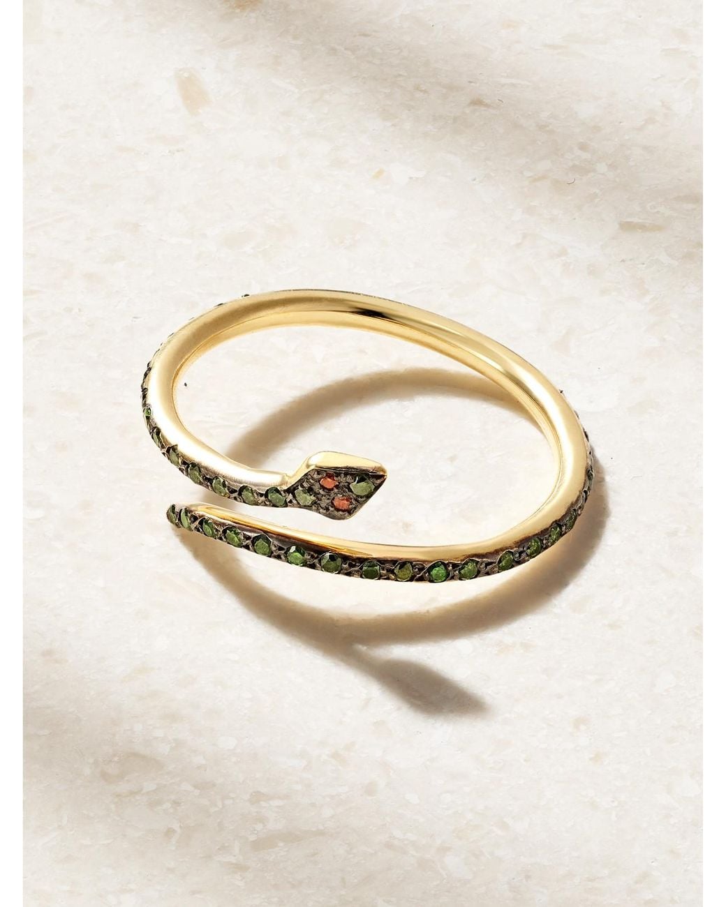 Ileana Makri Natural Small Python 18-Karat And Burgundy Diamond Ring